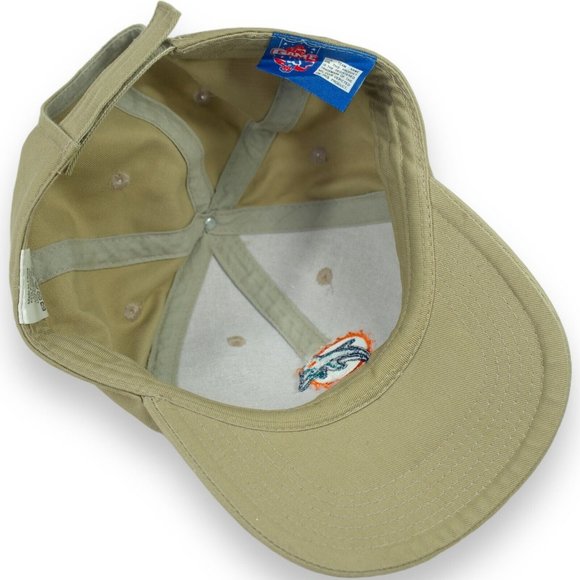 Miami Dolphins Logo Vintage Official NFL Adjustable Strap Baseball Cap Beige - Picture 7 of 7